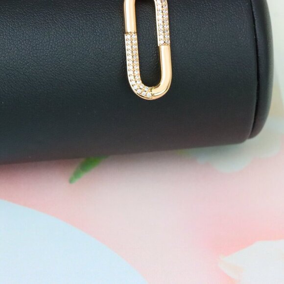 "Oval Link Style Rose Gold Pendant with Crystal Accents, XPPT1300 - Picture 6 of 12